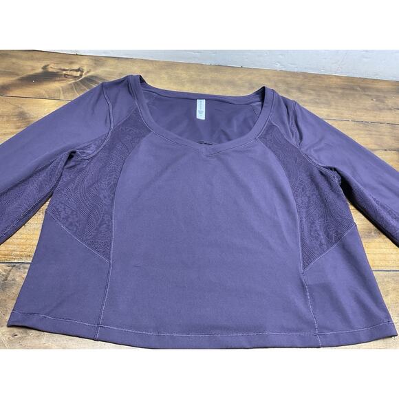 Athleta Shanti Lace Top Plus 1X Deep Crocus Violet Fitted Crop Scoop - Picture 2 of 12